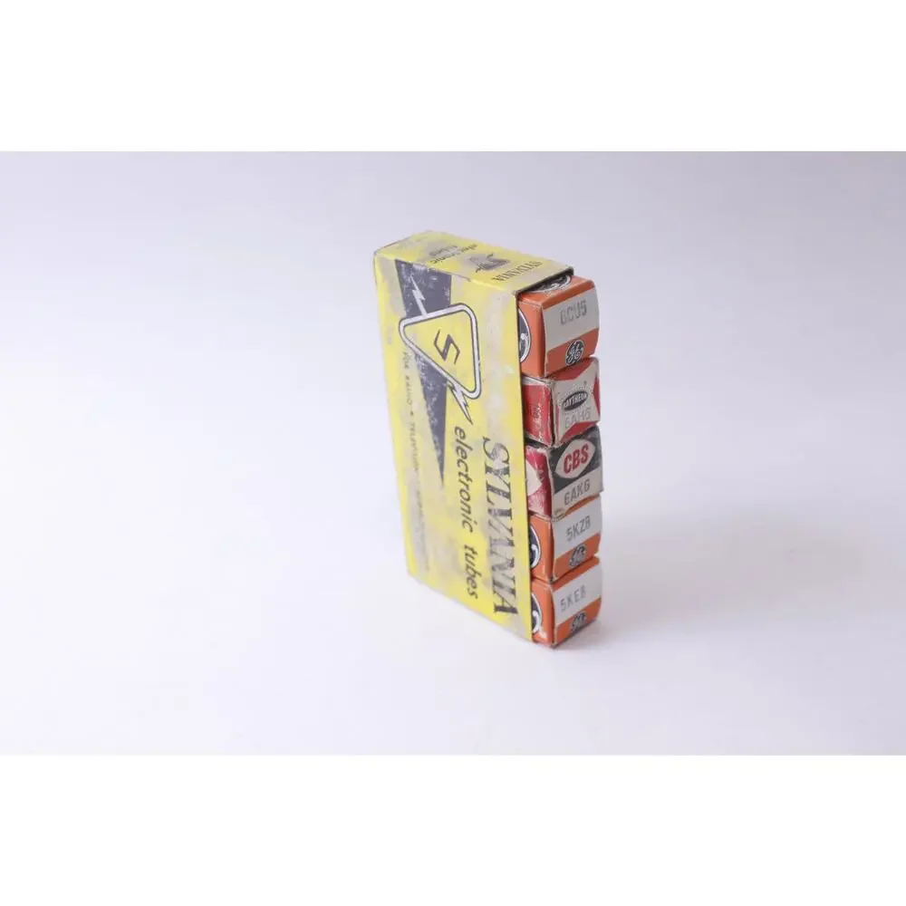 Set of 5 Electronic Tubes, GE, Raytheon, CBS, 6CU5, 6AH6, 6AK6, 5KZ8, 5KE8,